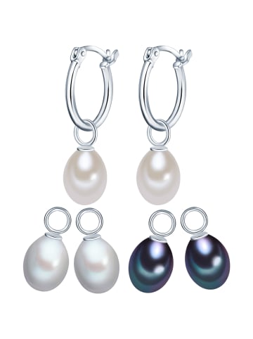 Valero Pearls Perlen-Creolen Sterling Silber Süßwasser-Zuchtperle in silber