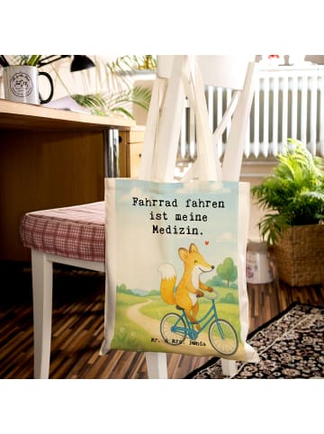Mr. & Mrs. Panda Tragetasche Fuchs Fahrrad fahren Design mit Spruch in Weiß