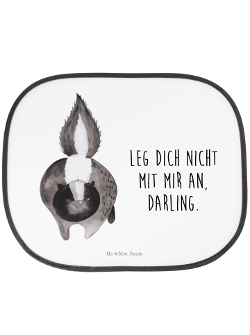 Mr. & Mrs. Panda Auto Sonnenschutz Stinktier Angriff mit Spruch in Weiß