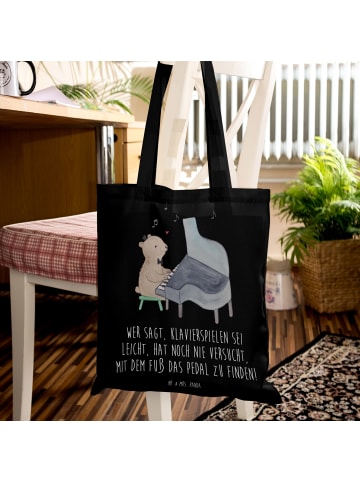 Mr. & Mrs. Panda Einkaufstasche Klavier Herausforderung mit Spruch in Schwarz