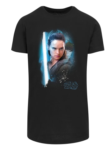 F4NT4STIC Long Cut T-Shirt 'Star Wars Last Jedi Rey Brushed' in schwarz