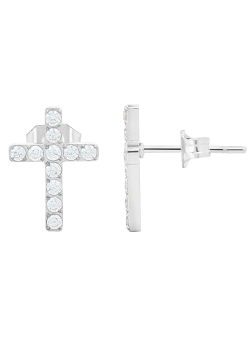 Adeliás Damen Ohrringe – Ohrstecker aus Edelstahl mit Strass Steinchen in silber