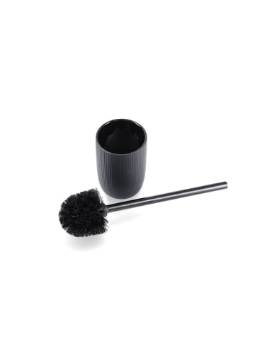 Zeller WC-Bürste mit keramischem Behälter in Schwarz, Ø 10 cm
