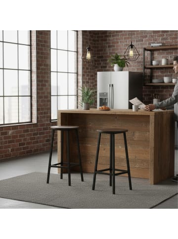 relaxdays 2x Barhocker in Braun/ Schwarz - (H)65 x Ø 32 cm