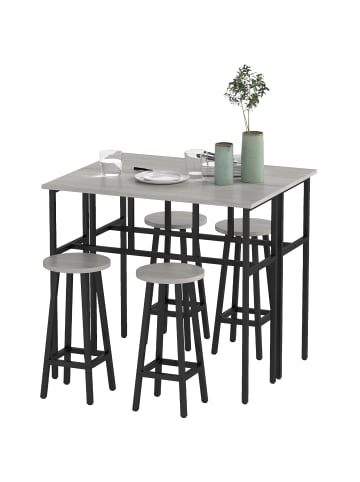 HOMCOM Bartisch-Set-100L x 40B x 90H cm-Grau+Schwarz