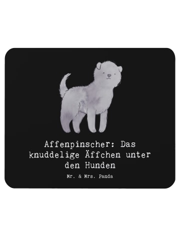 Mr. & Mrs. Panda Mouse Pad Affenpinscher Äffchen mit Spruch in Schwarz