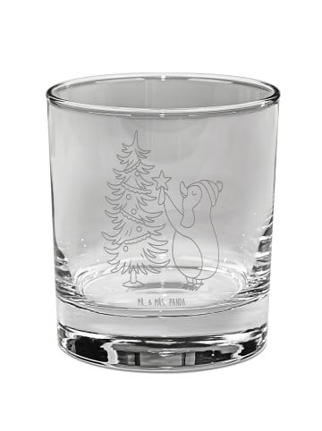 Mr. & Mrs. Panda Tumbler Glas Pinguin Weihnachtsbaum ohne Spruch in Transparent