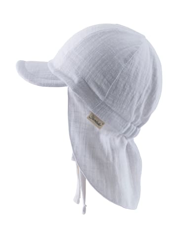 Sterntaler Schirmmütze mit Nackenschutz uni in weiß