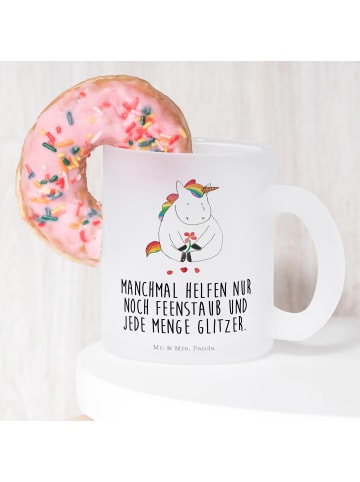 Mr. & Mrs. Panda Teetasse Einhorn Traurig mit Spruch in Transparent