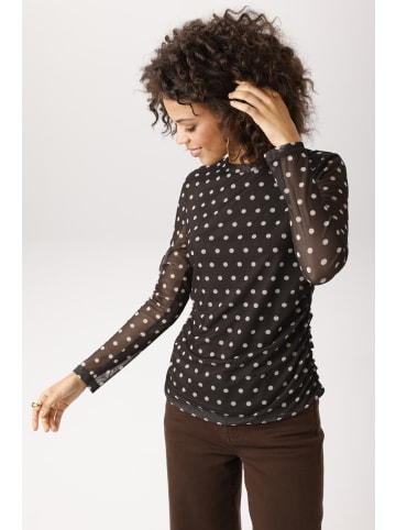 Aniston CASUAL Langarmshirt in dunkelbraun-beige