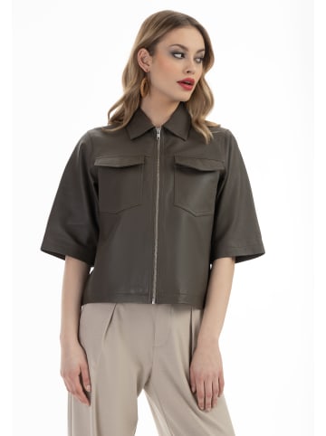 faina Damen Lederhemd in Taupe