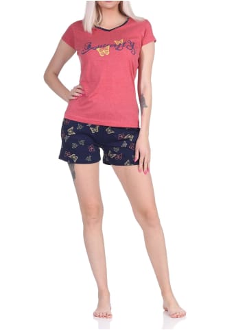 NORMANN kurzarm Shorty Schlafanzug Pyjama Schmetterling - 72853 in rot