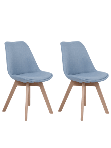 Beliani 2er-Set Esszimmerstuhl DAKOTA II in Blau/Heller Holzfarbton
