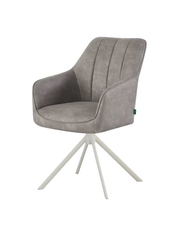 DUBI Möbel 2er-Set: Drehstuhl THOMAS-VIVI in Wildleder-Grau - (B)57 x (H)88 x  (T)63