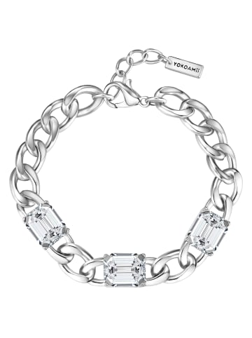 Yokoamii Armband aus Messing mit Glas in silber