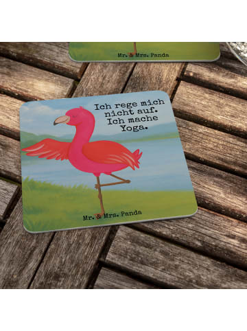 Mr. & Mrs. Panda Bierfilzl Flamingo Yoga Design mit Spruch in Weiß