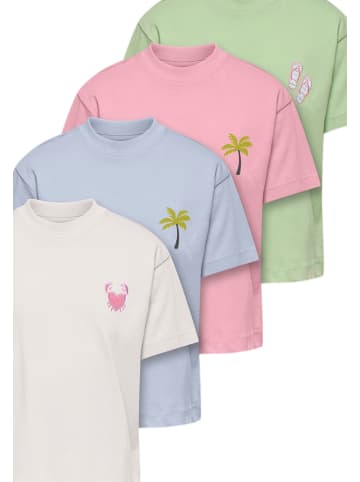 KIDS ONLY T- Shirt 'Solei Life' 4er Pack in blau