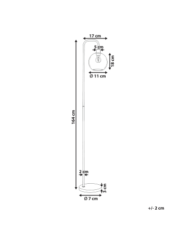 Beliani Stehleuchte OKAVANGO in Gold/Transparent - (W) 17 x (H) 164 x (L) 17 cm