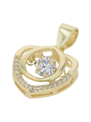 Adeliás Damen Anhänger Herz aus 925 Silber mit Zirkonia in gold