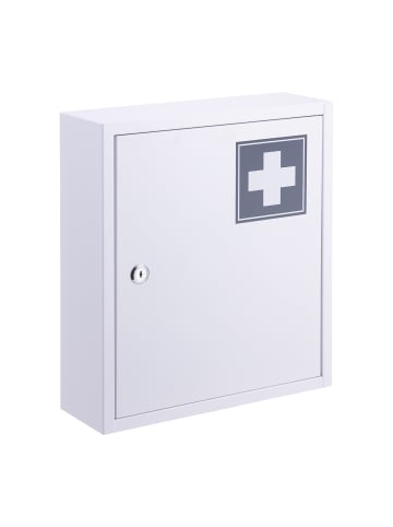 relaxdays Medizinschrank in Weiß/ Grau - (B)31,5 x (H)36 x (T)10 cm
