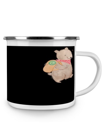 Mr. & Mrs. Panda Camping Emaille Tasse Scheidung Soloabenteuer m... in Schwarz