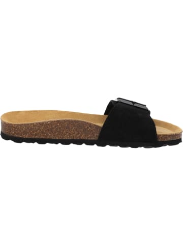 Palado Pantoletten Malta EGS Velours Premium Leather in Schwarz/Schnalle Schwarz