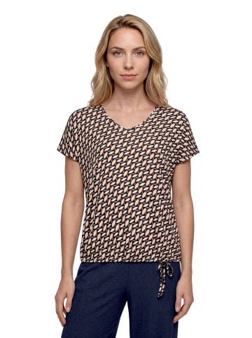 Betty Barclay Printshirt mit V-Ausschnitt in Dark Blue/Brown