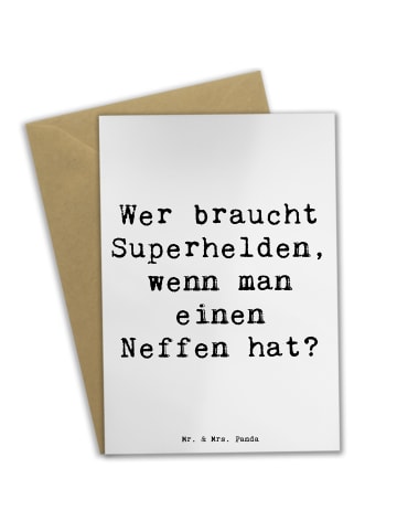 Mr. & Mrs. Panda Grußkarte Neffe Held mit Spruch in Weiß