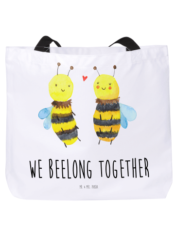 Mr. & Mrs. Panda Tote Bag Biene Verliebt mit Spruch in Weiß