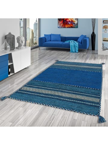 Pergamon Natur-Teppich Kelim Navarro in blau