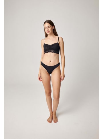 SNOCKS Tanga mit Spitze aus Mikrofaser Schwarz 3 Stück
