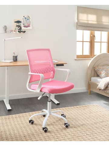 Beliani Bürostuhl EASE in Rosa/Weiß - (W) 54 x (H) 94 x (L) 54 cm