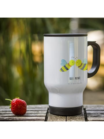 Mr. & Mrs. Panda Thermobecher Biene Liebe mit Spruch in Weiß