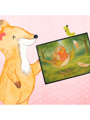 Mr. & Mrs. Panda Tischschoner Rotkehlchen Federn Design ohne Spruch in Weiß