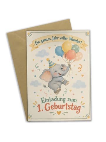 Mr. & Mrs. Panda Geburtstagskarte Elefant nostalgisch Design mit... in Weiß