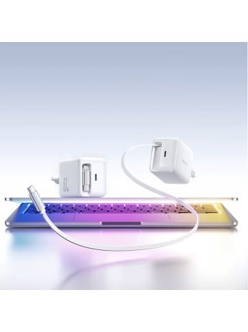 Joyroom JR-TCL06 67W GaN Ladegerät mit Einziehkabel Weiß