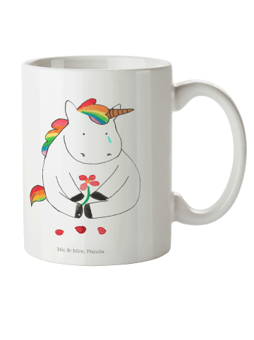 Mr. & Mrs. Panda Kindertasse Einhorn Traurig ohne Spruch in Weiß
