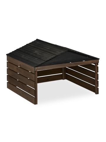 relaxdays Mähroboter Garage in Braun/ Schwarz - (B)79 x (H)52,5 x (T)74 cm