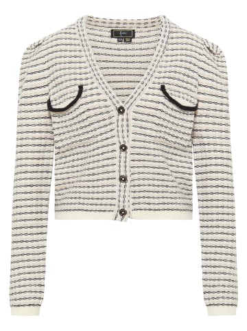 faina Damen Strickjacke in Wollweiss Mehrfarbig