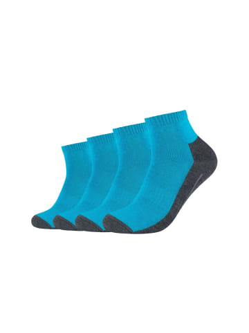 camano Sportsocken kurz Atmungsaktiv Bequem Perfekte Passform Tennissocken Verstärkt Herren und Damen pro tex 4er Pack function in turquoise