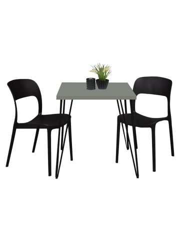 58 aufm Kessel BISTROTISCH Eirena 70x70x75 schwarz matt/Pinie green matt lack