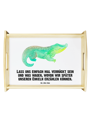 Mr. & Mrs. Panda Serviertablett Krokodil mit Spruch in Weiß