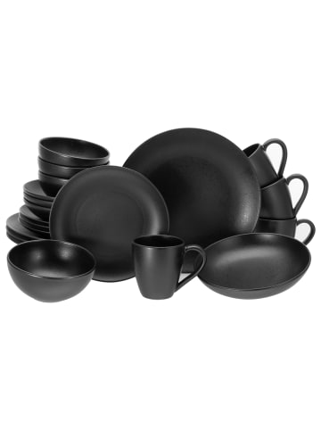 CreaTable Magic Black Coupe , Geschirrset, Kombiservice 20 teilig in Schwarz in Schwarz