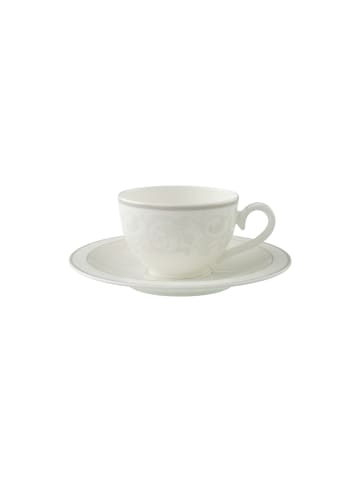 Villeroy & Boch Kaffeetasse mit Untertasse Gray Pearl in Weiß 120 ml in weiß