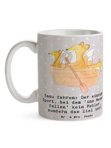 Mr. & Mrs. Panda Frühstücksbecher Kanu Abenteuer mit Spruch in Grau Pastell