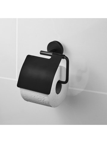 Amare bath Luxus WC-Rollenhalter mit Deckel in Schwarz