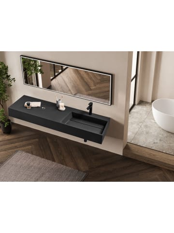 Beliani Waschbecken CUSCO in Schwarz - (W) 150 x (H) 13 x (L) 48 cm