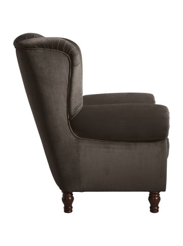 58 aufm Kessel OHRENBACKENSESSEL Katreen Bezug Samtvelours Buche nussbaum dunkel / braun