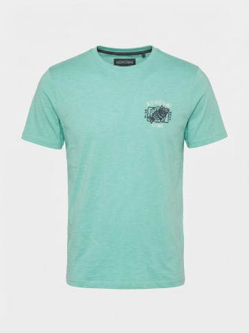 KOROSHI Crew t-shirt baumwolle druck-emb in grun