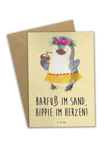 Mr. & Mrs. Panda Grußkarte Sommer Hippie mit Spruch in Gelb Pastell
